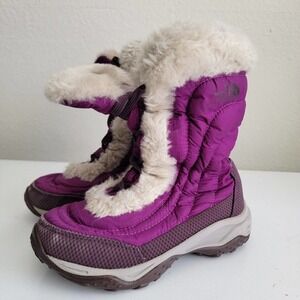 The North Face Girls' "Nuptse" Boots Faux Fur II Size US‎ 12 Dark Pink Purple